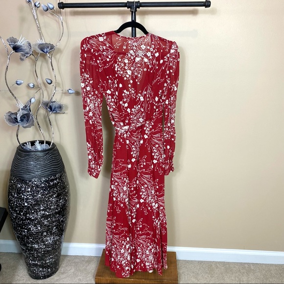 Reformation Susanna Wrap Red Floral Dress Bryce - Picture 7 of 10